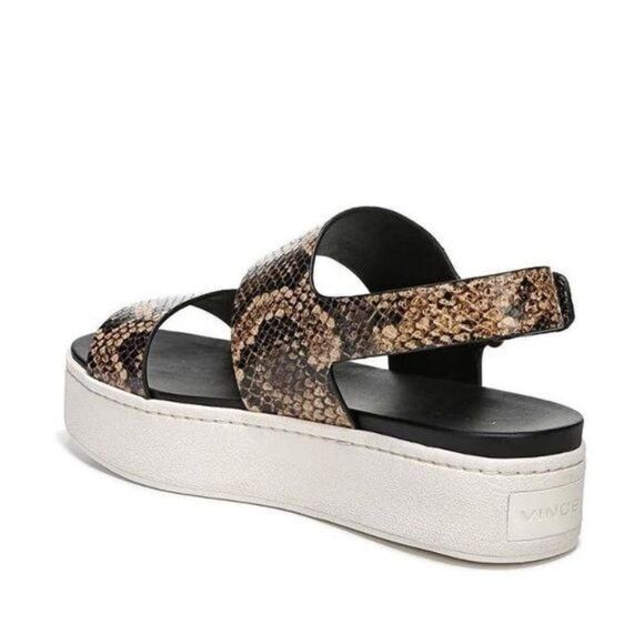 VINCE Westport Leather Snake Embossed Platform Sandals Size 10 - Picture 2 of 12